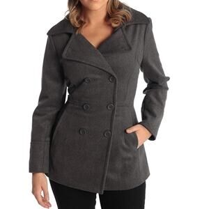 Alphine Swiss Double Breasted Emma Peacoat Jacket Wool Gray Women's Size 2XL‎